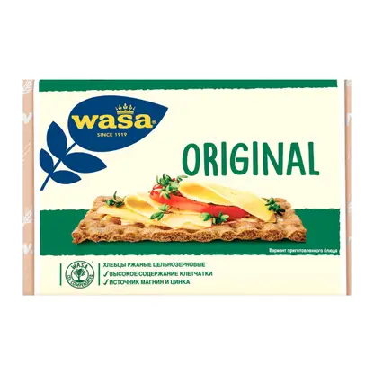 Изображение товара Ржаные хлебцы Wasa с цельнозерновой мукой 275г натуральные и полезные перекусы