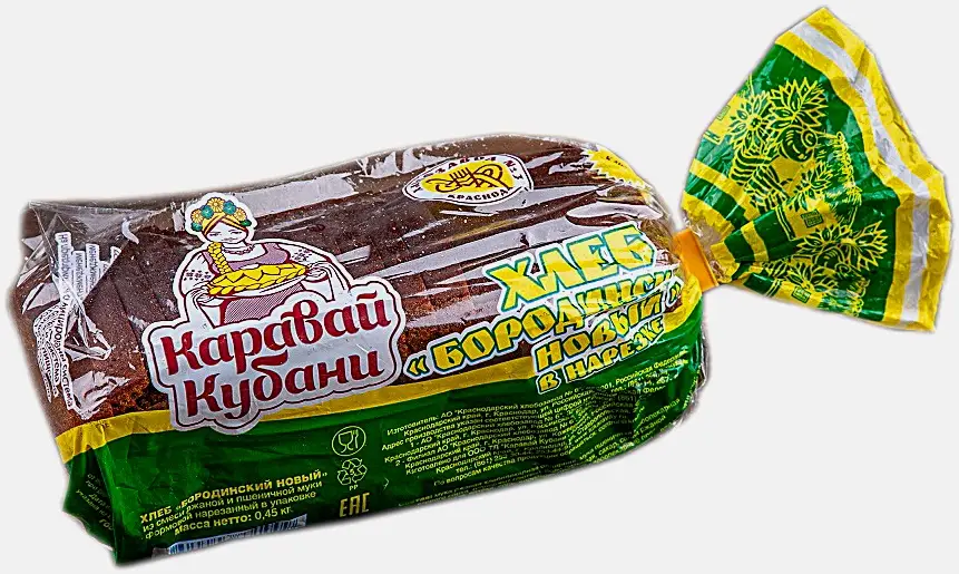 Хлеб Бородинский нарезанный ржано-пшеничный Краснодарский хлебозавод №6 450г Хлеб Бородинский нарезанный ржано-пшеничный Краснодарский хлебозавод №6 450г