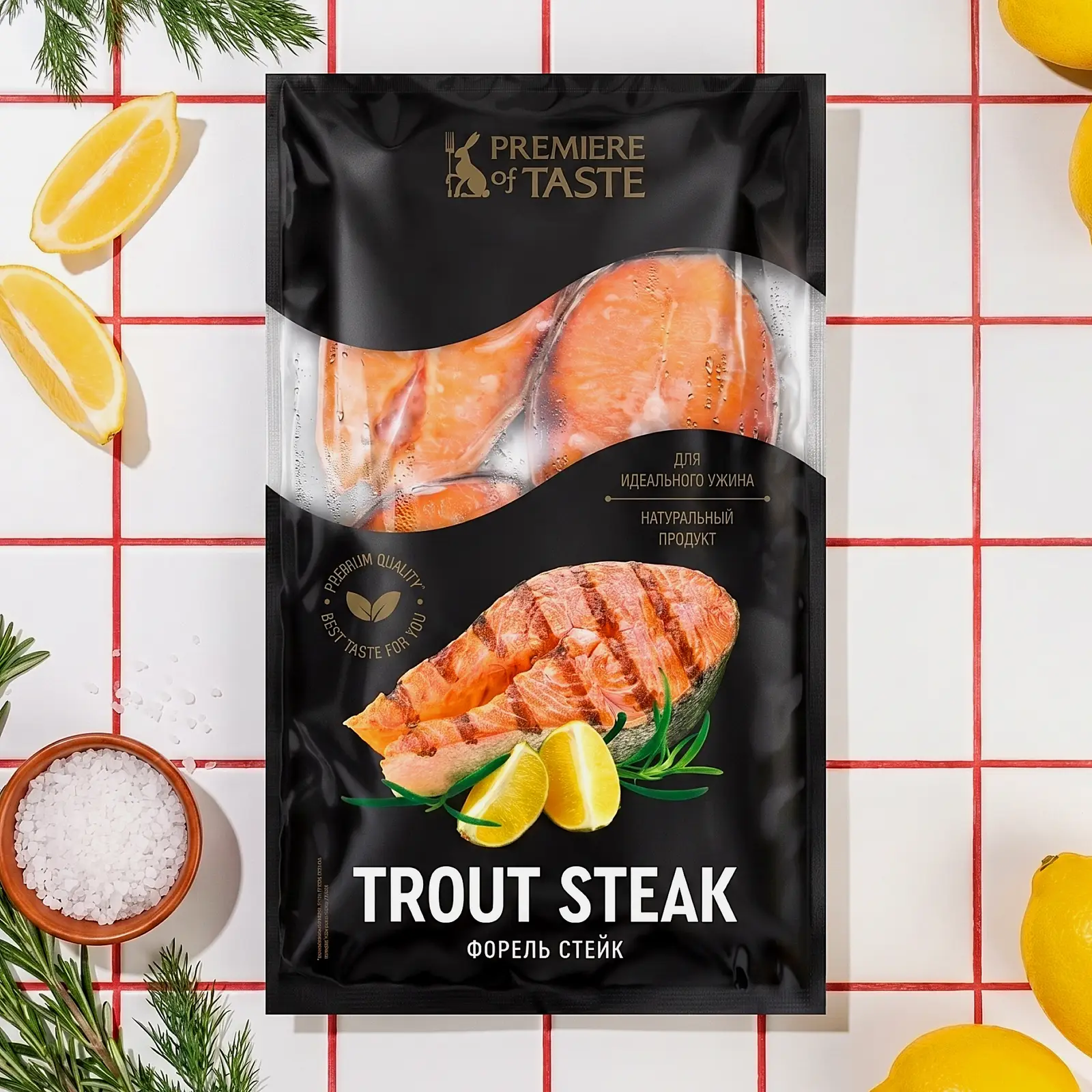 Изображение товара Стейк форели Premiere of Taste свежемороженый 500г - плотное и сочное мясо без костей Изображение товара Стейк форели Premiere of Taste свежемороженый 500г - плотное и сочное мясо без костей