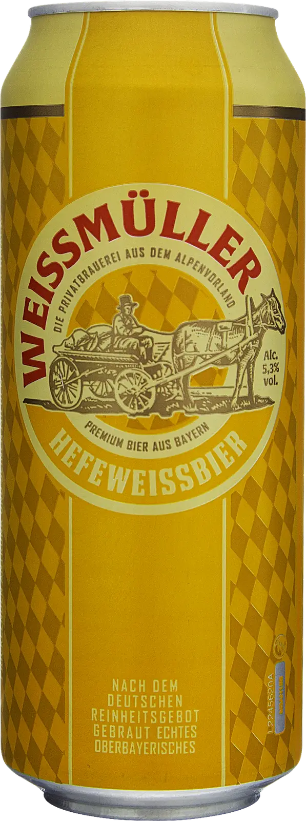 Пиво Weissmuller светлое нефильтрованное непастеризованное 5.3% 500мл