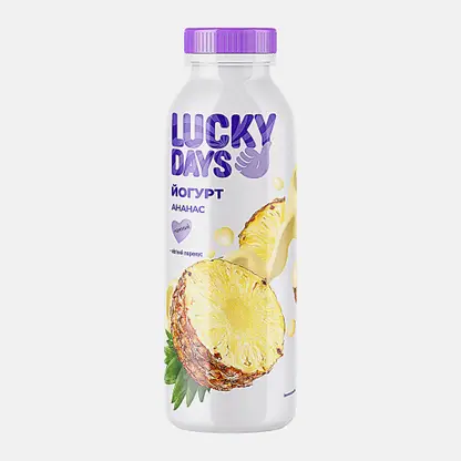 Йогурт Lucky Days питьевой ананас 1% 260г