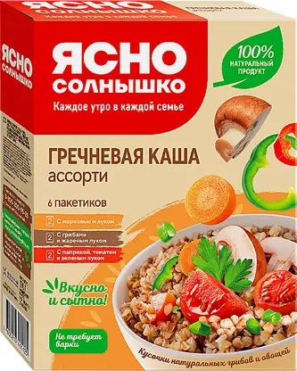 Каша Ясно Солнышко гречневая грибы морковь и паприка 270г