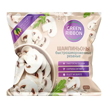 Изображение товара Шампиньоны Green Ribbon резаные быстрозамороженные 400г