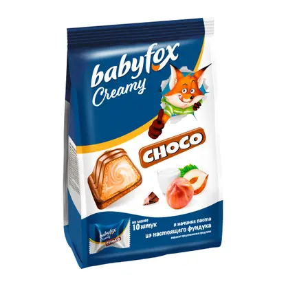 Изображение товара Конфеты Creamy Choco вафля молочная с ореховой начинкой в молочном шоколаде Babyfox 100г