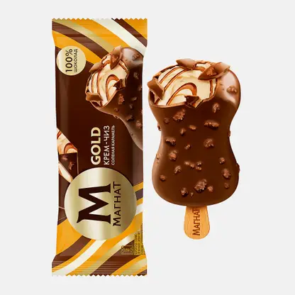 Мороженое эскимо крем-чиз соленая карамель Магнат Gold 70г