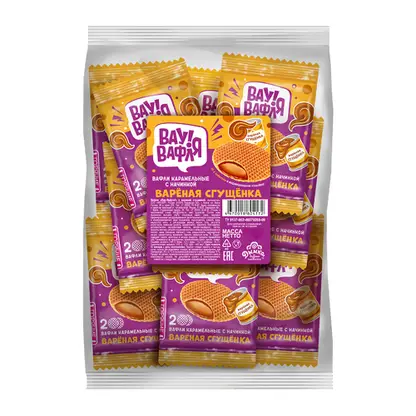 Изображение товара Вафли карамельные Вау-Вафля с вареной сгущенкой Дымка 300г