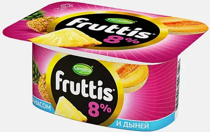 Продукт йогуртный Fruttis Малина Ананас-дыня 8% 115г