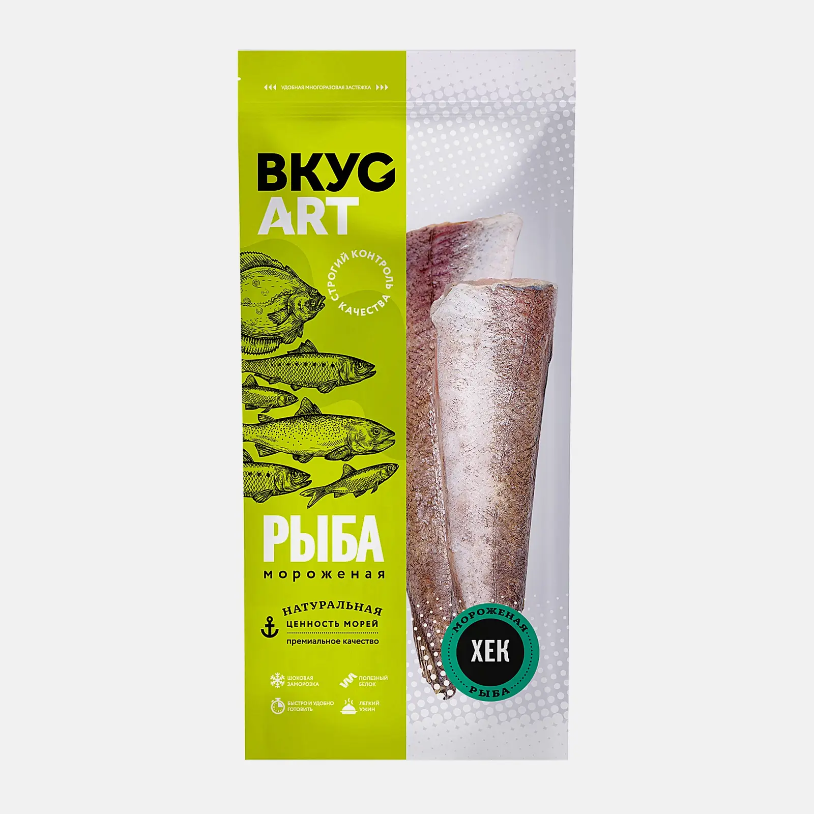 Хек без головы и хвоста замороженный Вкусарт 800г
