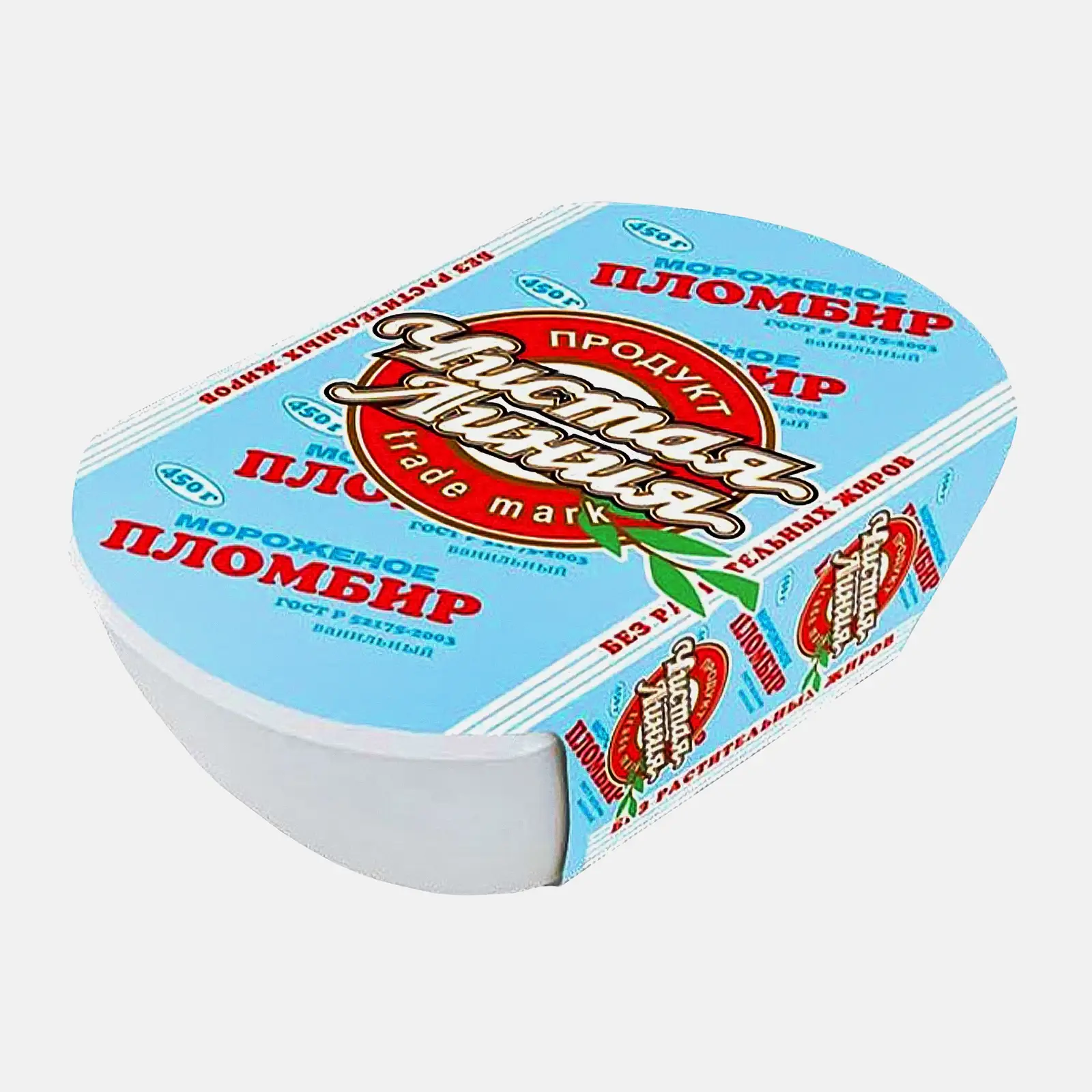 Изображение товара Молочное мороженое Чистая Линия ванильное 12% 450г, классика, ГОСТ