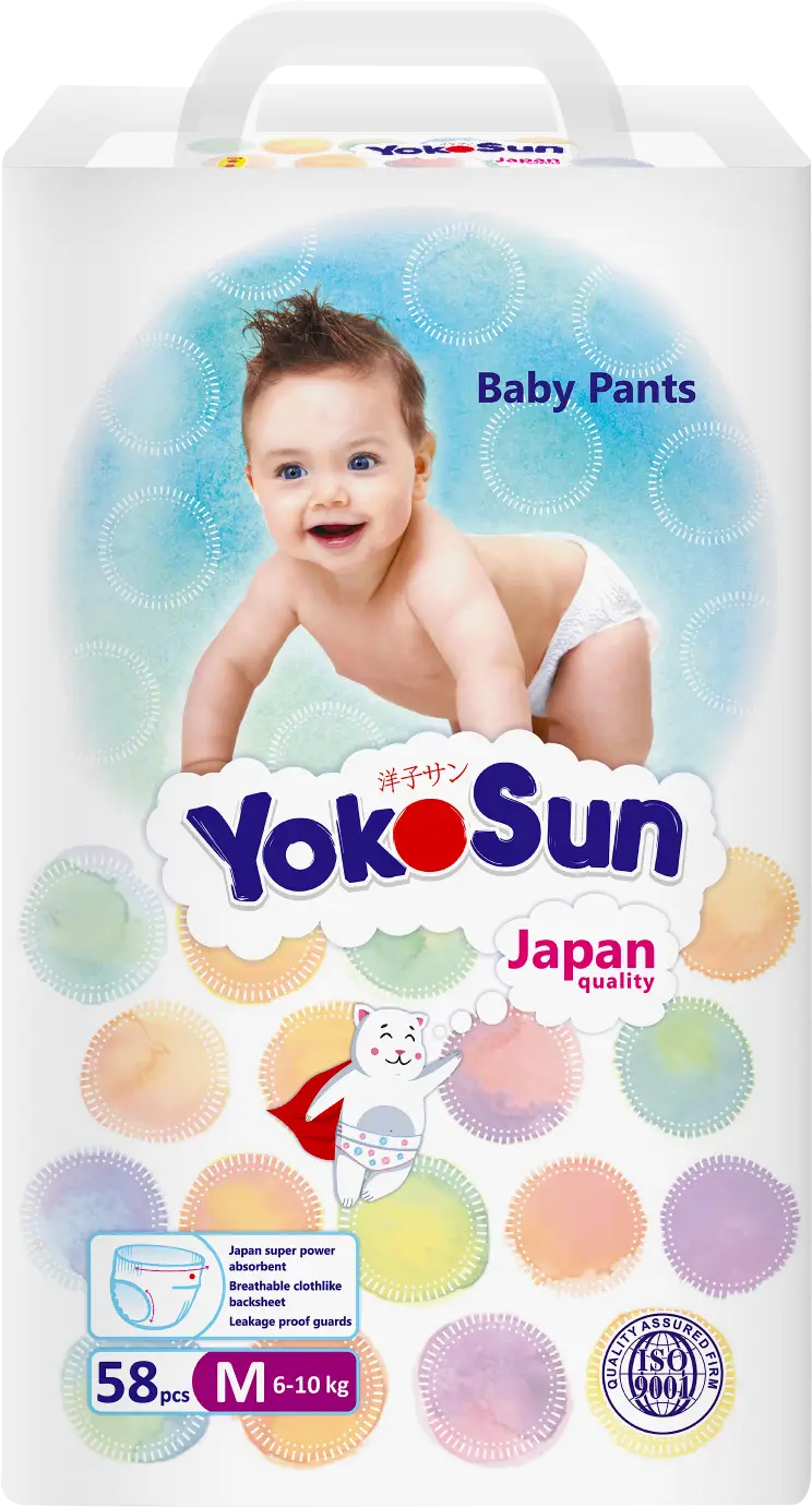 Подгузники-трусики Yokosun детские р.M (6-10кг) 58шт