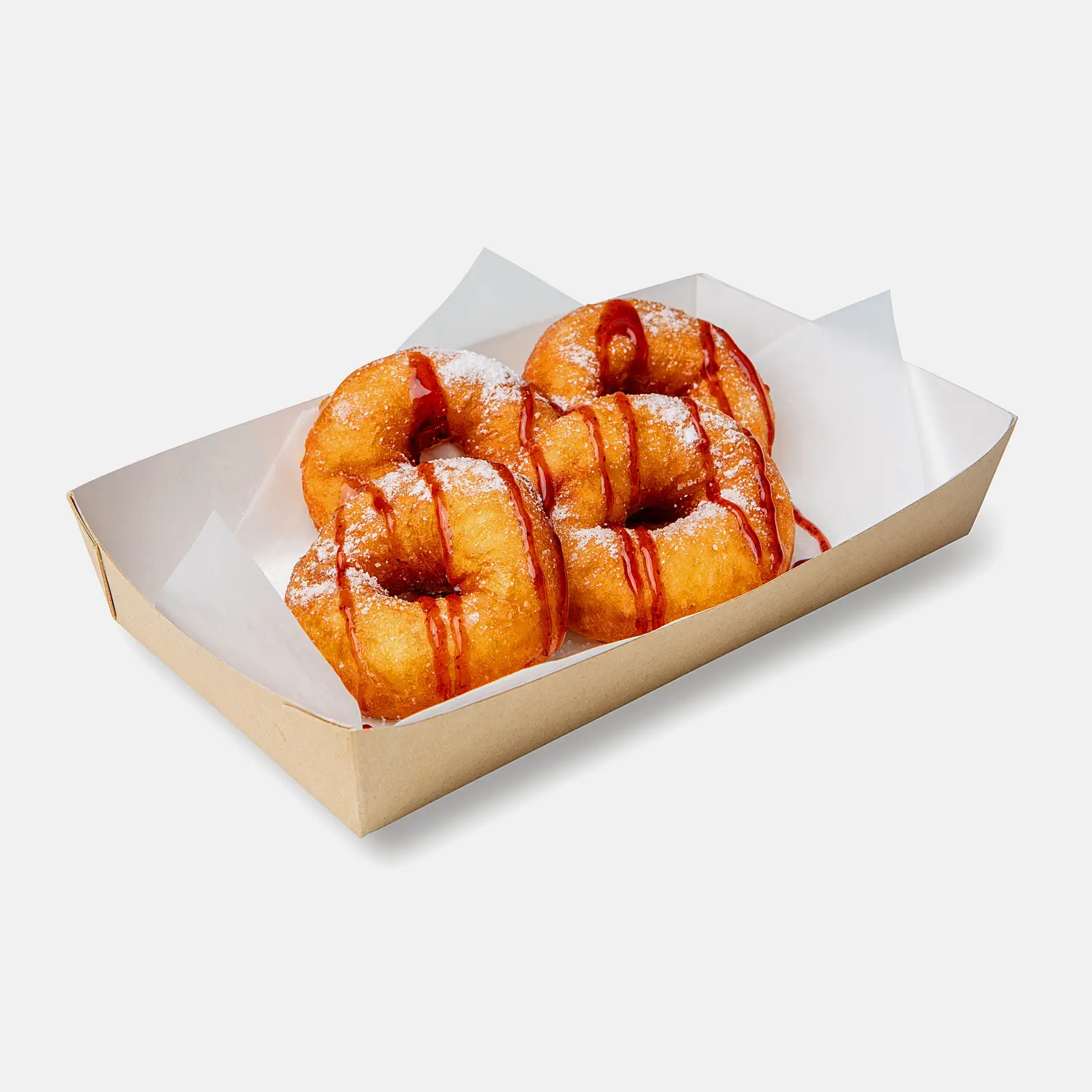 Изображение товара Пончики с клубничным топпингом 4шт 250г