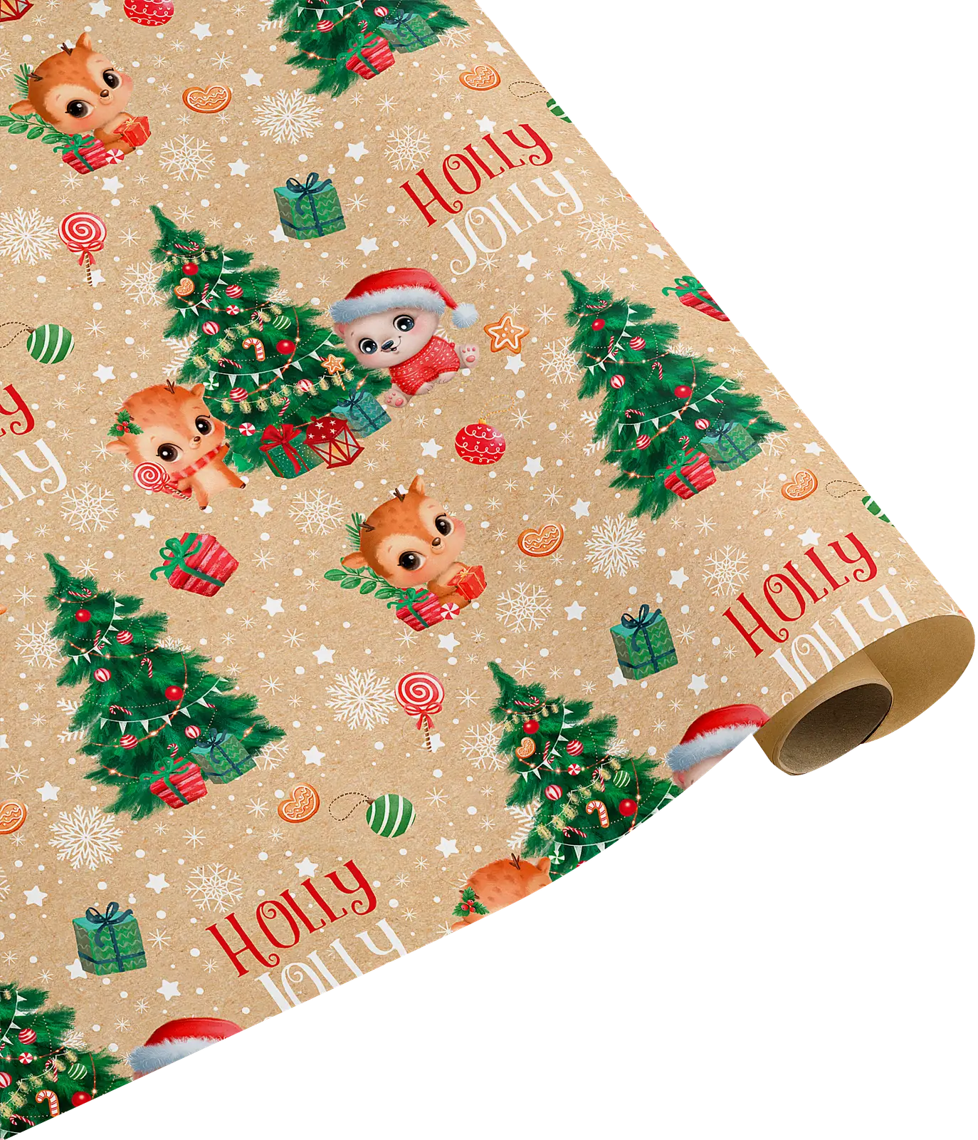 Упаковочная бумага Пакетико новогодняя в стиле крафт 70*100см