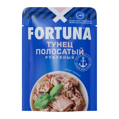 Изображение товара Тунец полосатый рубленный в собственном соку Fortuna 100г
