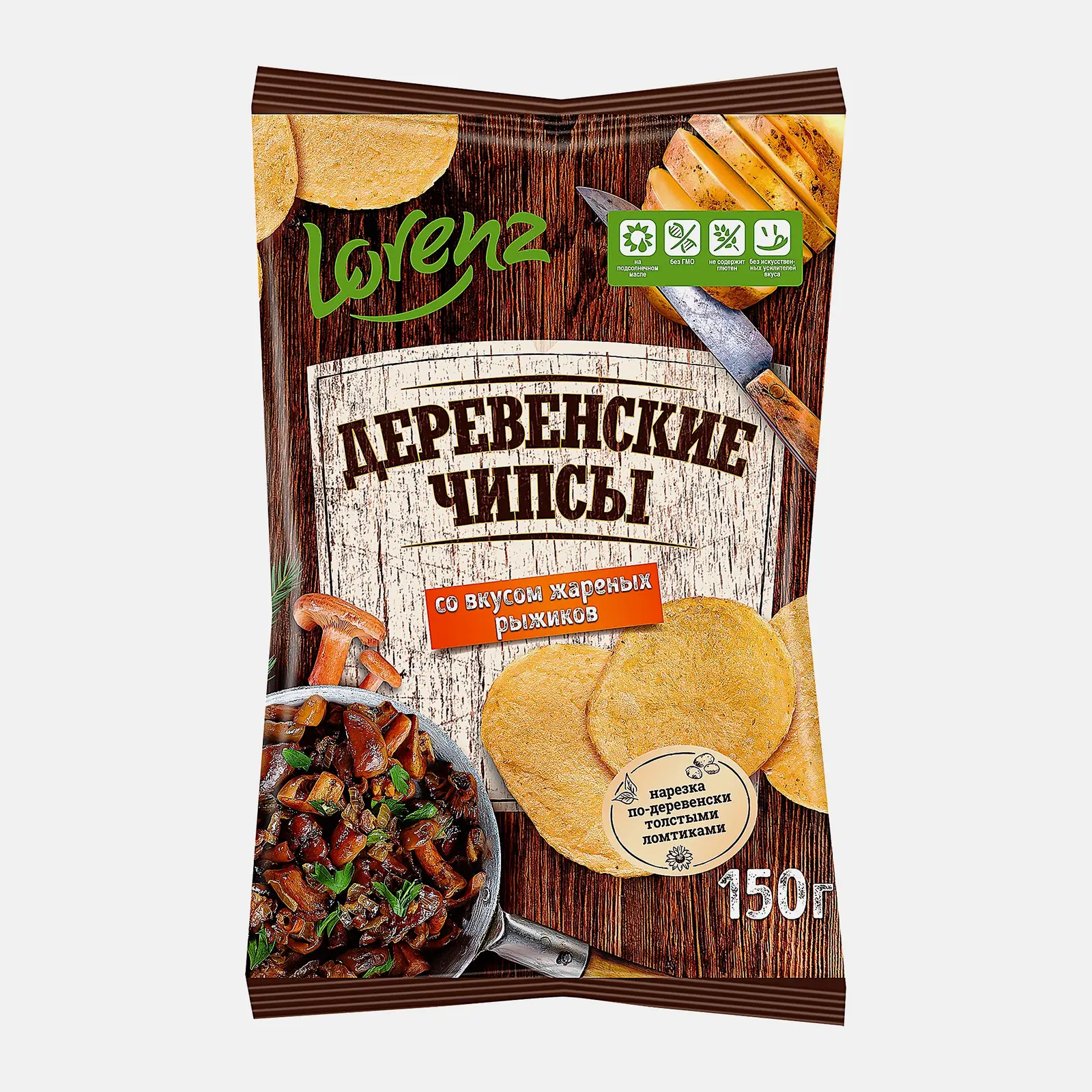 Чипсы Lorenz Деревенские картофельные со вкусом жаренных рыжиков 150г Чипсы Lorenz Деревенские картофельные со вкусом жаренных рыжиков 150г