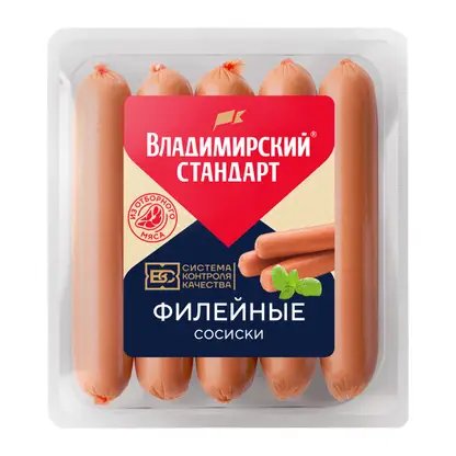 Изображение товара Сосиски Владимирский стандарт Филейные 260г Изображение товара Сосиски Владимирский стандарт Филейные 260г