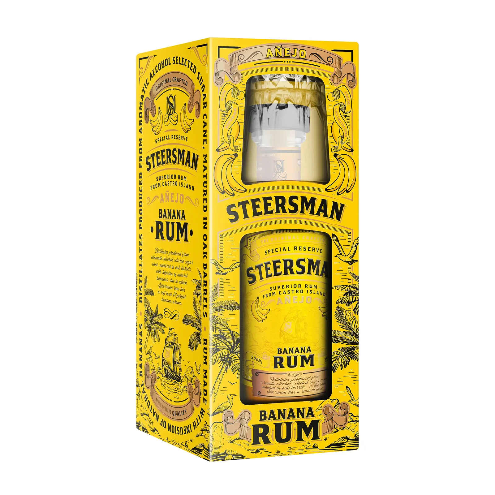 Изображение товара Коктейль Ромовый Steersman Banana 35% 500мл в подарочной упаковке
