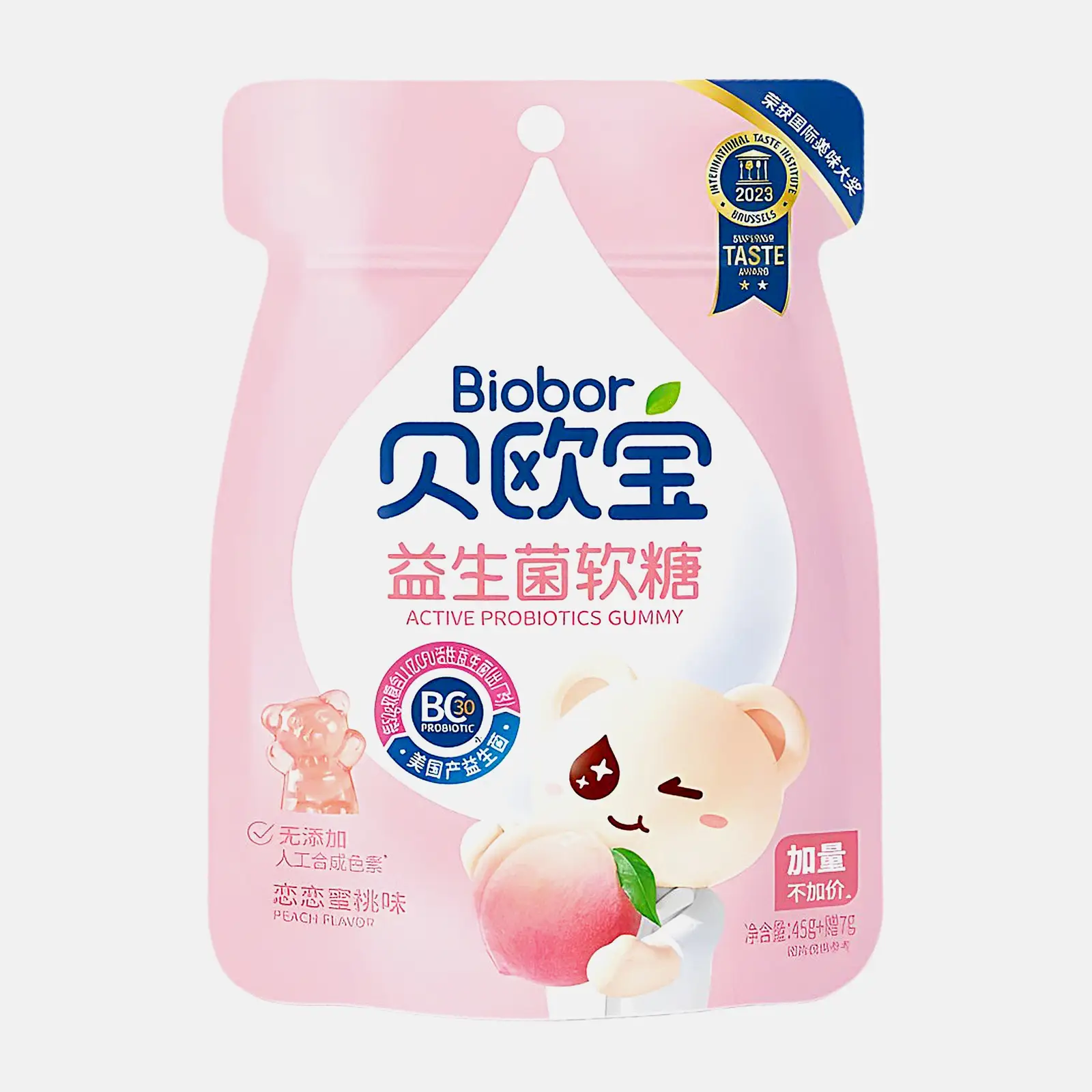 Изображение товара Жевательный мармелад с пробиотиком Персик Biobor 45г укрепление кишечника натуральный вкус