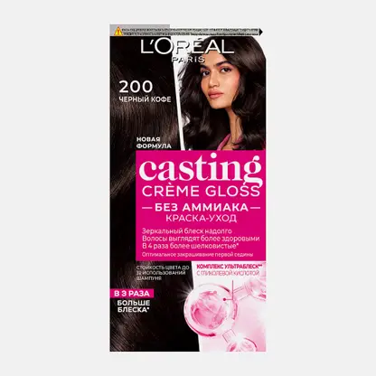 Стойкая краска-уход для волос L’Oréal Paris Casting Creme Gloss без аммиака оттенок 200 Черный кофе
