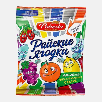 Мармелад жевательный Райские Ягодки без сахара Победа Вкуса 150г