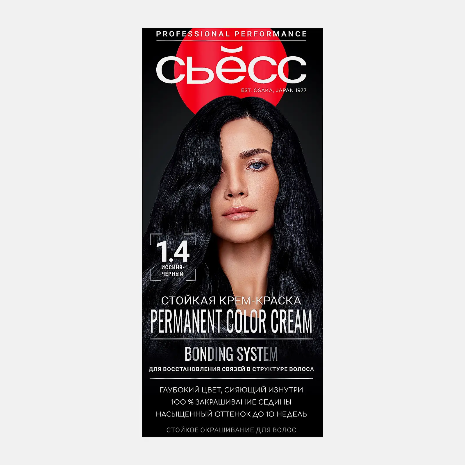 Стойкая крем-краска для волос Сьёсс Color профессиональная 1-4 Иссиня-черный