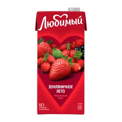 Изображение товара Напиток Любимый Земляничное лето 950 мл натуральный фруктовый сок