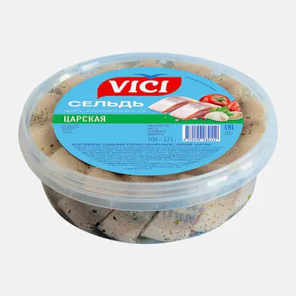 Сельдь Vici Царская филе-кусочки в масле с укропом 500г