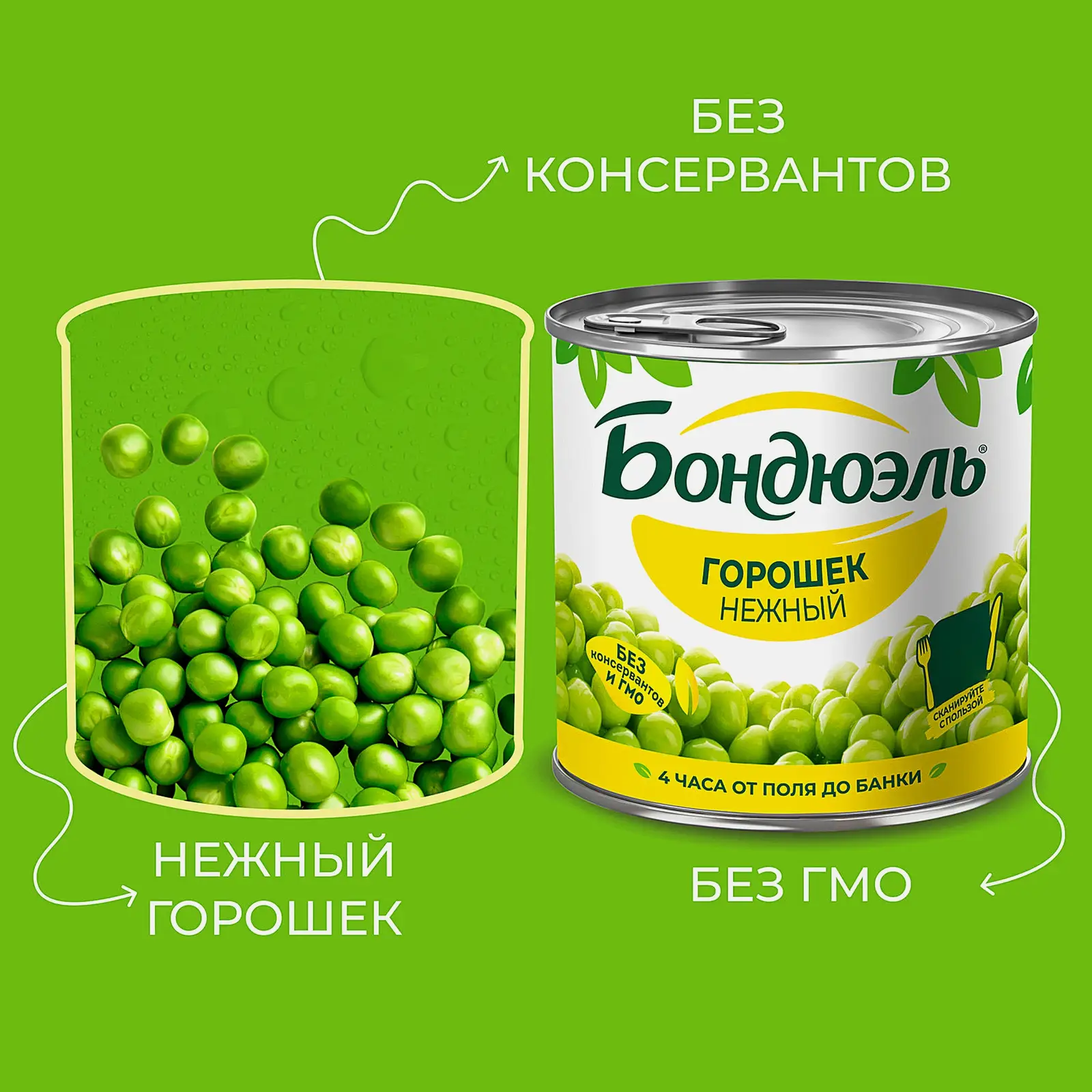 Горошек Бондюэль зеленый 400г