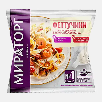 Феттучини Альфредо с овощами и беконом Мираторг 400г