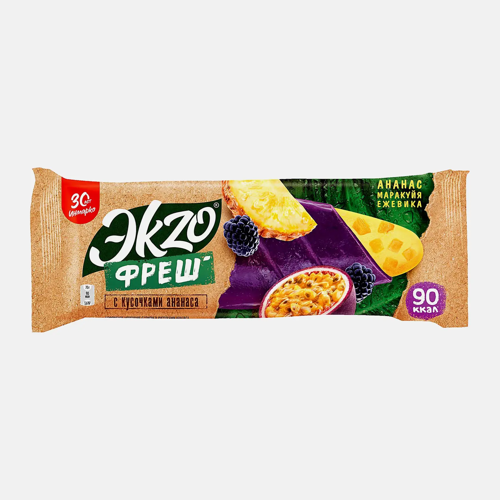 Мороженое эскимо ананас маракуйя и ежевика Экzo 2% 70г Мороженое эскимо ананас маракуйя и ежевика Экzo 2% 70г
