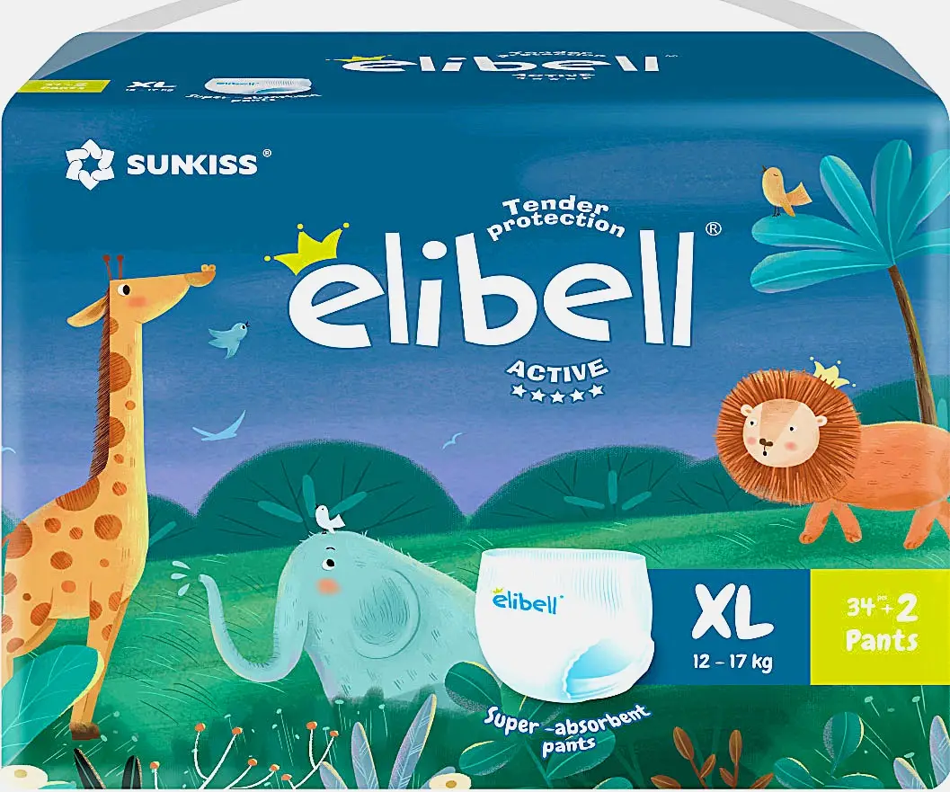 Подгузники-трусики Elibell Active р.XL 12-17кг 36шт