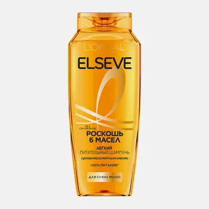 Шампунь L’Oréal Paris Elseve Питательный с маслами марулы и камелии Роскошь 6 масел для сухих волос без силиконов 400мл