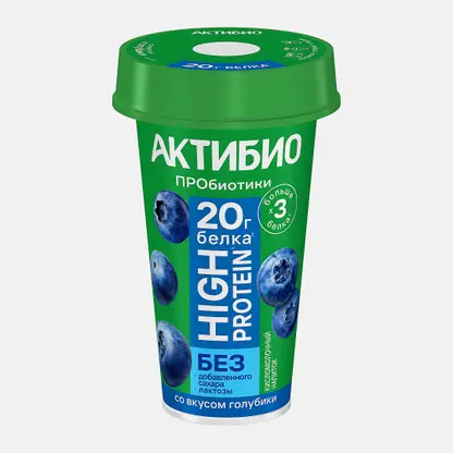 Кисломолочный напиток голубика Актибио высокобелковый 1.5% 190г