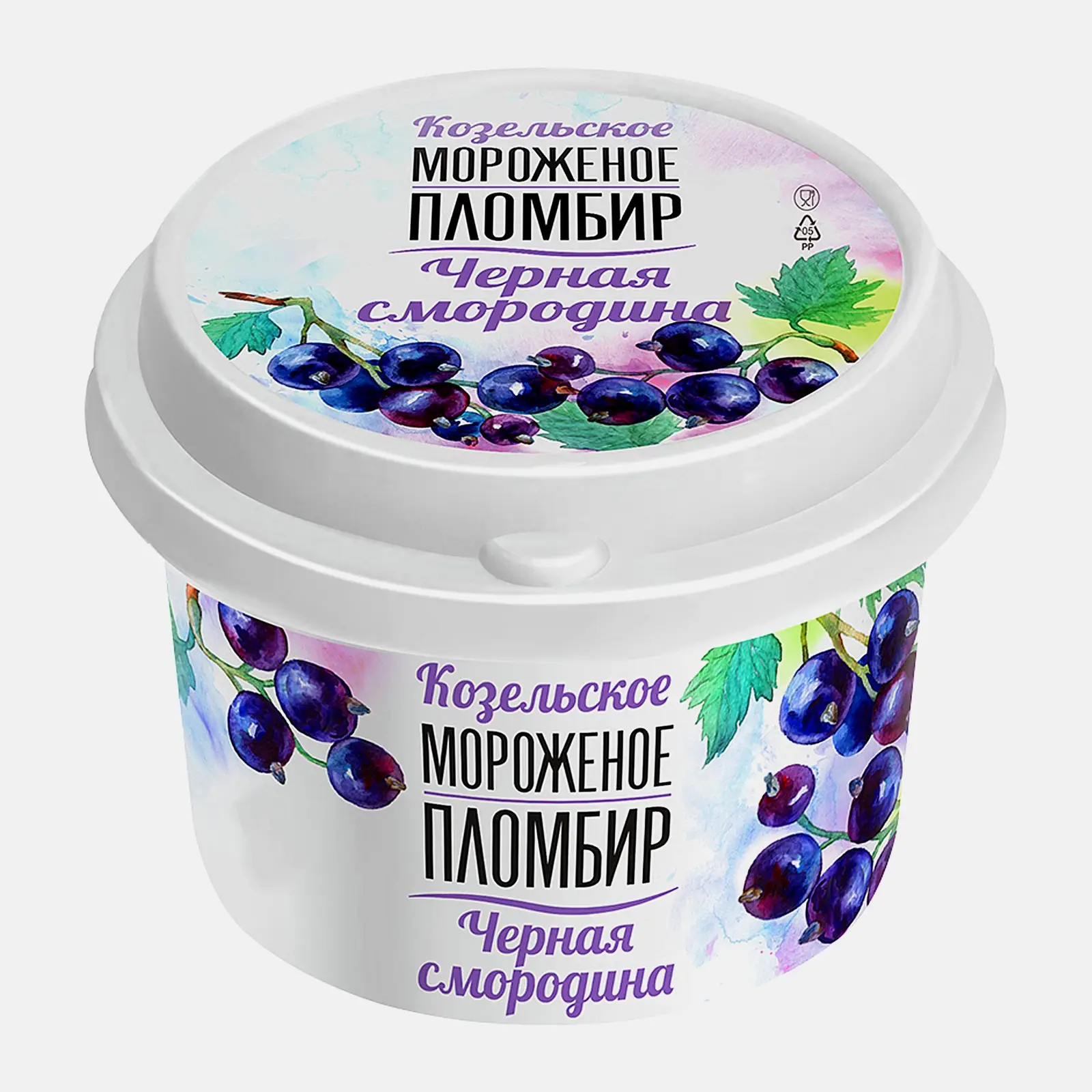 Изображение товара Мороженое Козельское Молоко Пломбир Черная Смородина 150г вкусное и натуральное