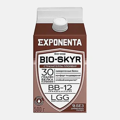 Напиток кисломолочный Exponenta Bio-Skyr Страчателла-пломбир высокобелковый обезжиренный 500г