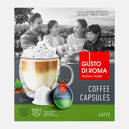Кофе в капсулах Gusto Di Roma Латте Dolce Gusto 16шт 144г