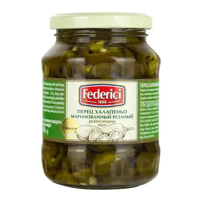 Изображение товара Перец халапеньо маринованный резаный Federici 370мл