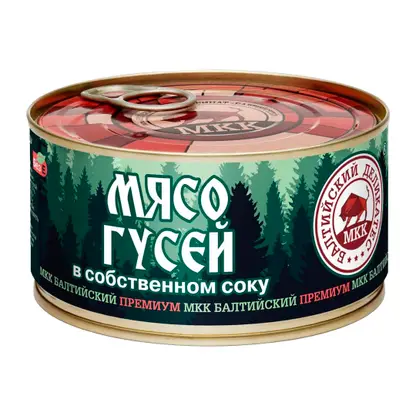 Изображение товара Мясо гуся Балтийский Деликатес в собственном соку 325г