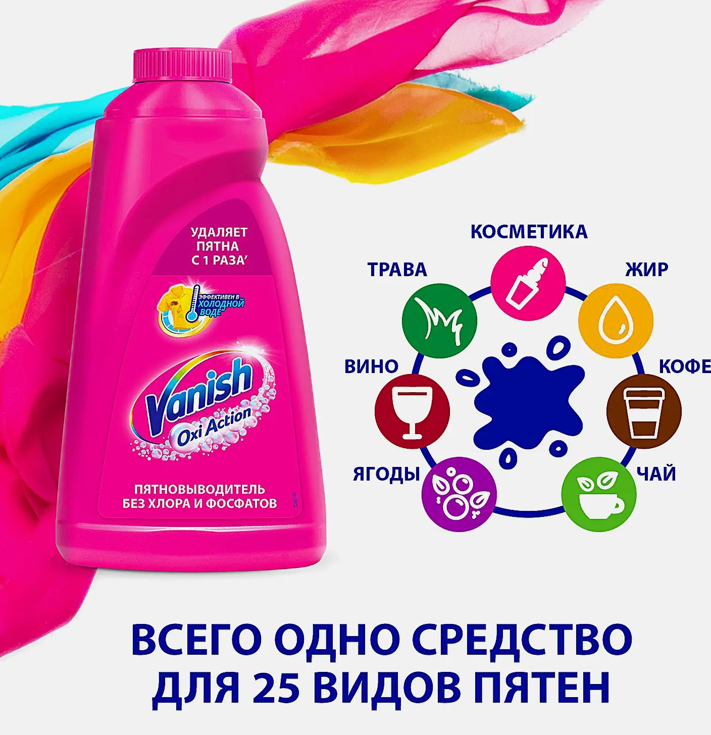 Пятновыводитель Vanish Oxi Action для цветного белья 2л