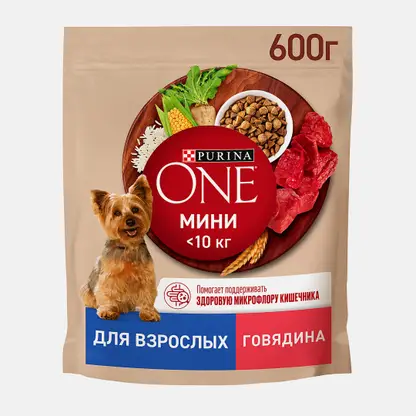 Сухой корм для собак мини пород с говядиной и рисом Purina ONE 600г