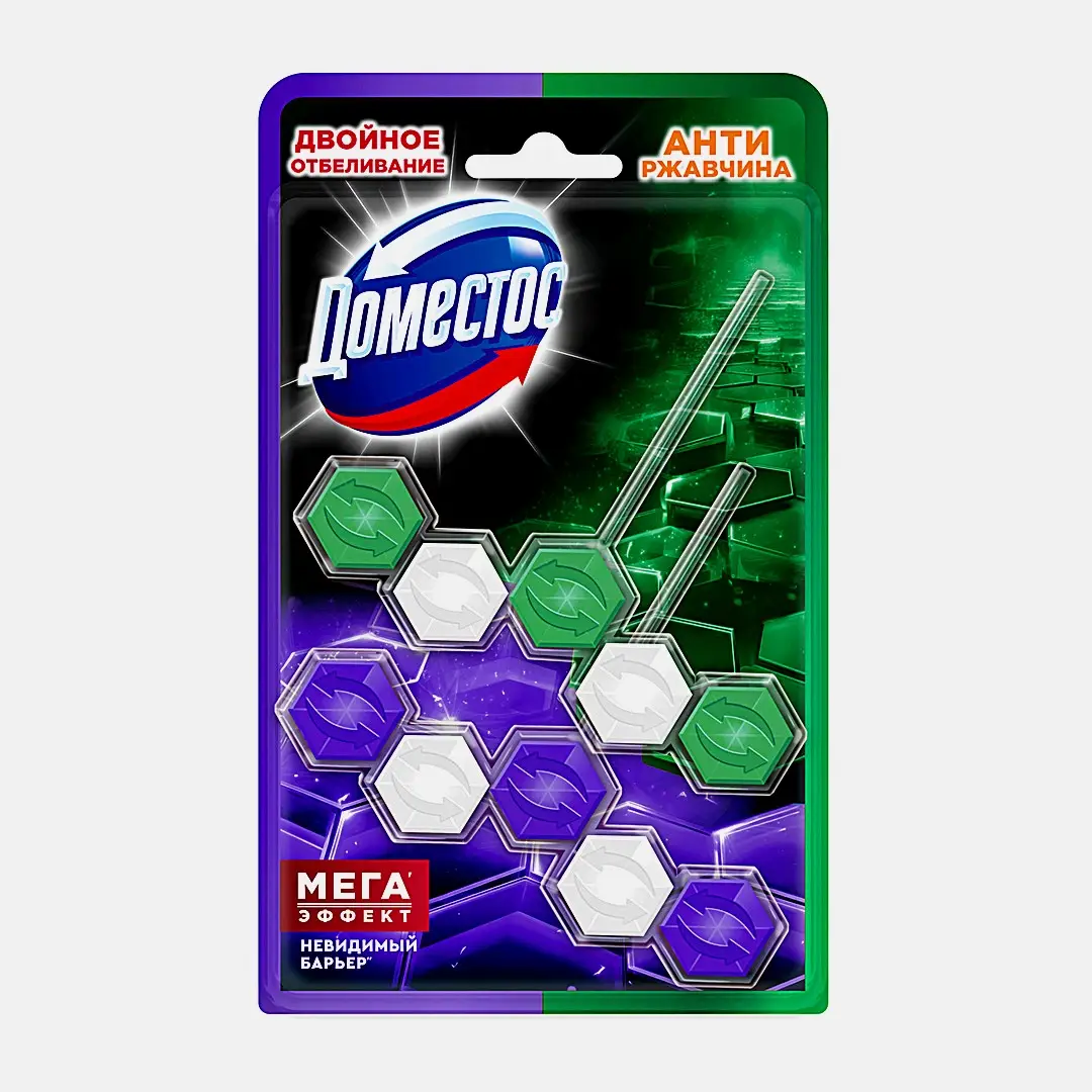 Блок для унитаза эвкалипт Антиржавчина Двойное отбеливание Доместос 2шт*50г