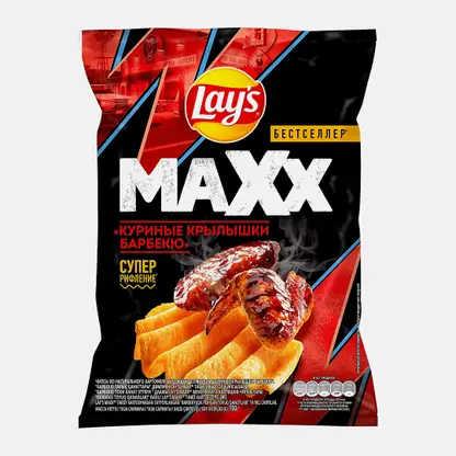 Чипсы со вкусом Крылышки барбекю Lays Maxx 100г