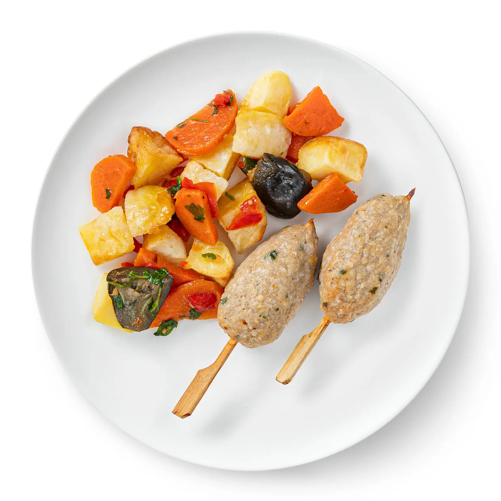 Изображение товара Люля-кебаб с запеченными овощами М Кухня 210г натуральное блюдо