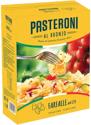 Изображение товара Макароны Pasteroni Farfalle No170 400г - итальянские фигурные макароны из твердой пшеницы