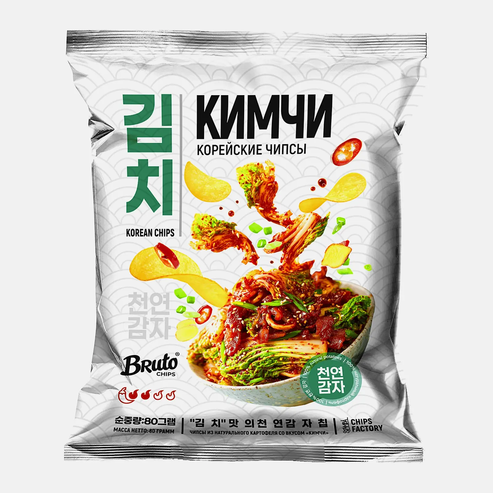 Картофельные чипсы со вкусом кимчи Bruto 80г