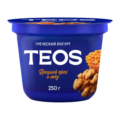 Изображение товара Йогурт Савушкин Teos Греческий Грецкий орех и мед 2% 250Г