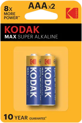 Изображение товара Батарейки Kodak Max Super AAA 2 шт - щелочные батарейки для высокой нагрузки