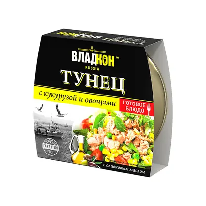 Изображение товара Тунец Владкон с кукурузой и овощами 160г