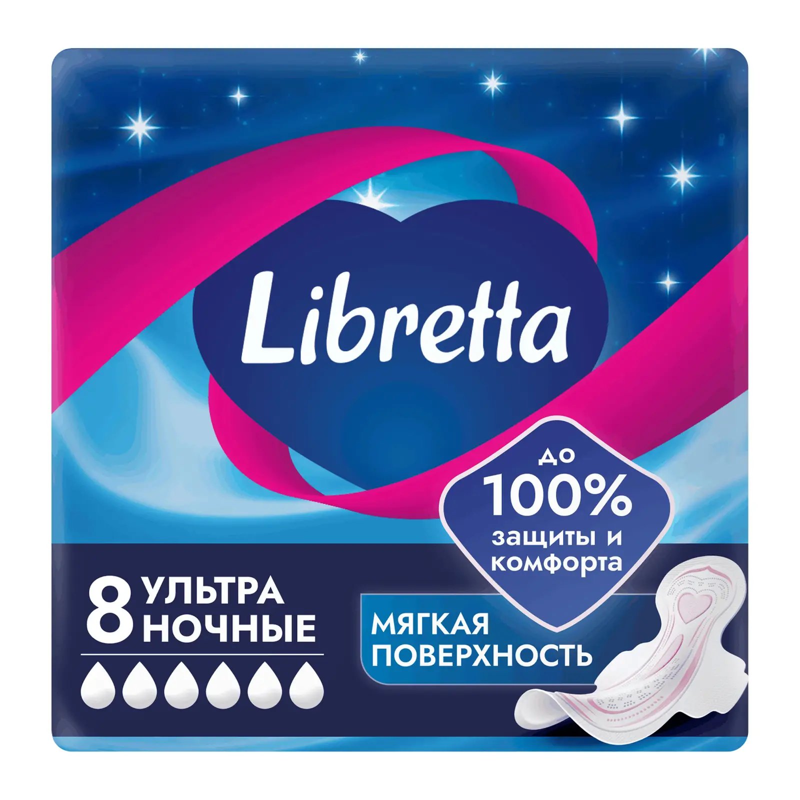 Ночные прокладки с мягой поверхностью Ultra Libretta 8шт