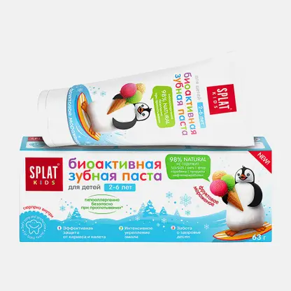Зубная паста Splat Kids Биоактивная Фруктовое мороженое детская 50мл