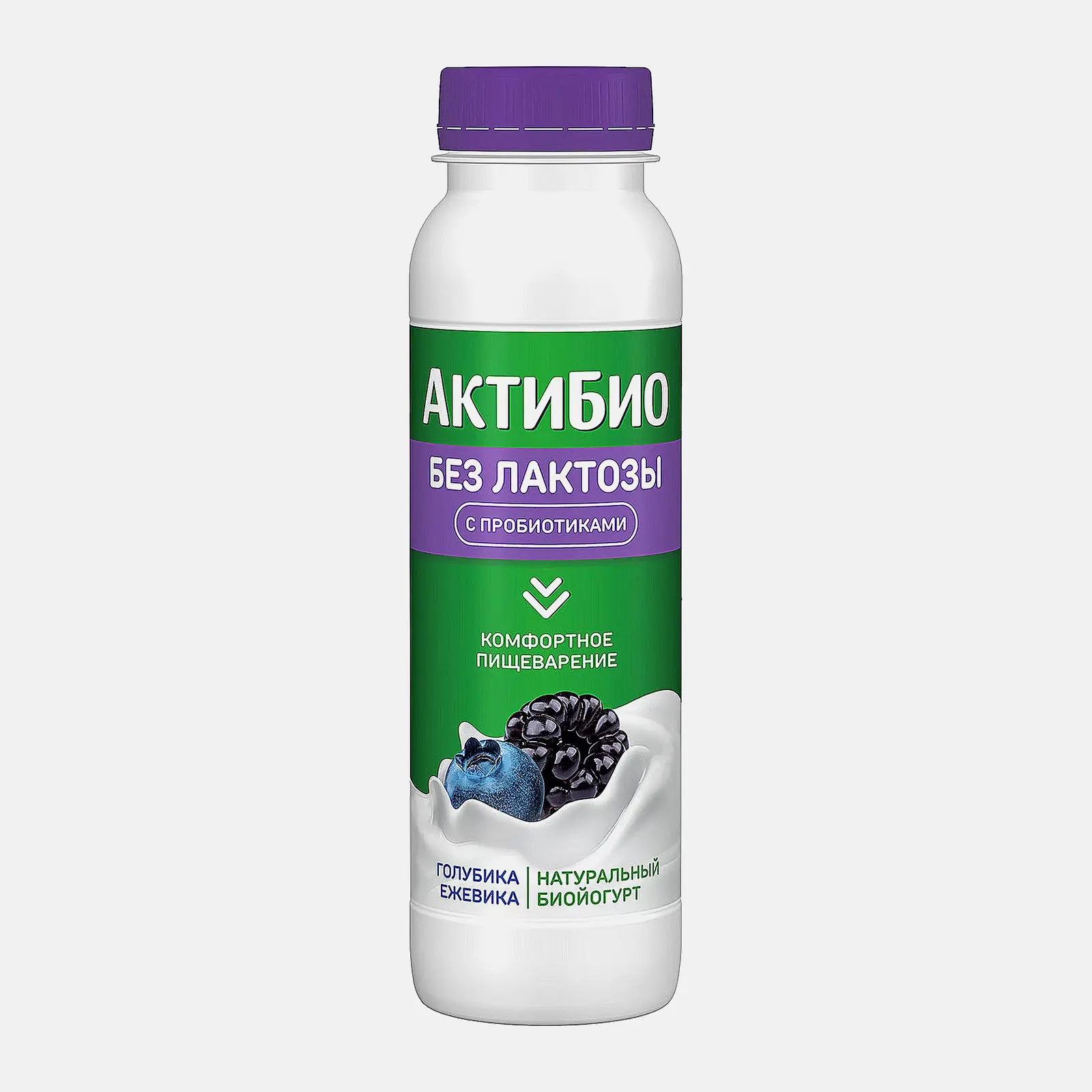 Биойогурт Актибио питьевой безлактозный голубика ежевика 1.5% 260г